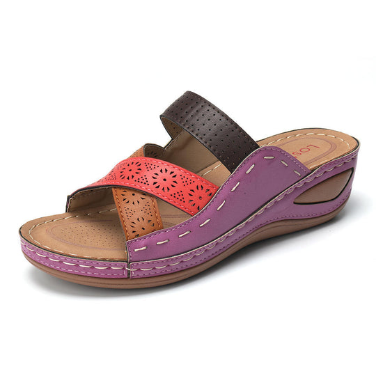 Damen Komfortable Wedge-Sandaletten mit modischem Schnitt und anatomischem Fußbett EB