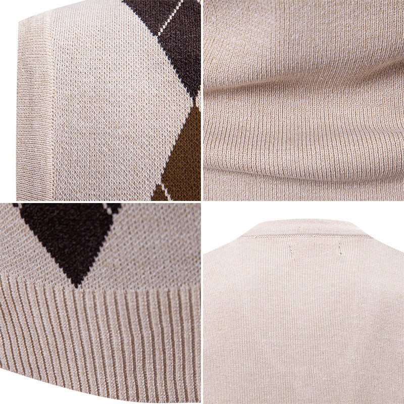 Herren ärmellose Strickweste mit klassischem Rautenmuster EB