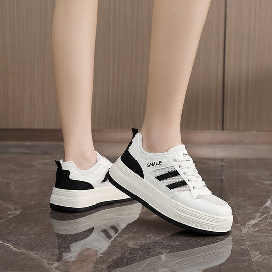 Damen trendige Plateausneaker mit atmungsaktiver Mesh-Oberfläche und dämpfender Sohle EB