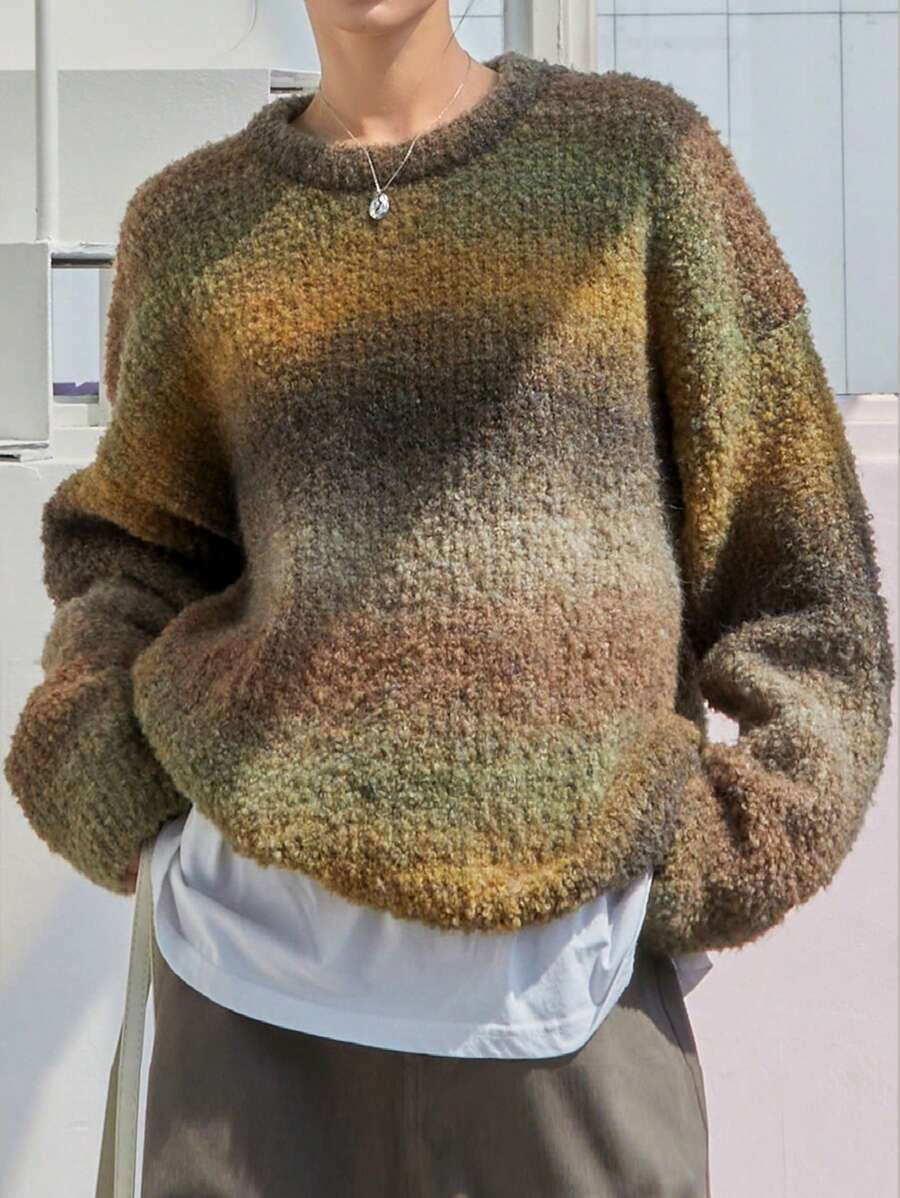 Damen Oversized Strickpullover mit modernem Farbverlauf und weichem Material EB