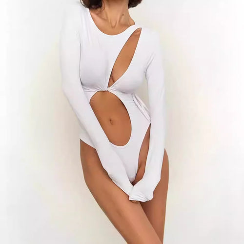 Damen Einteiliger Badeanzug mit innovativem Cut-Out und langem Arm EB