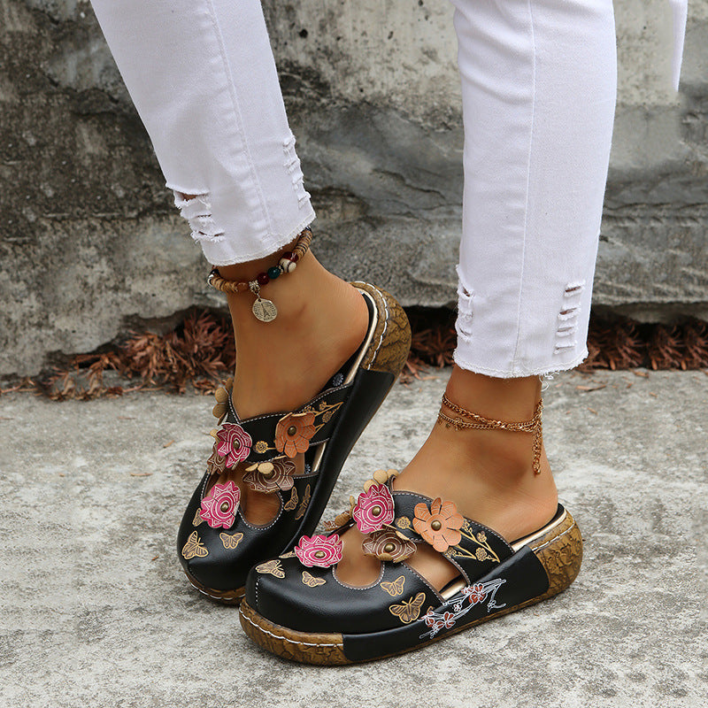 Damen Clogs mit floralem Dekor und Komfortsohle EB