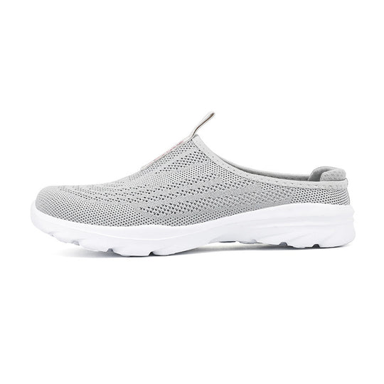 Damen nan gestrickter Mule-Sneaker mit offenem Fersenkragen, elastischem Einstieg und gepolsterter Laufsohle EB