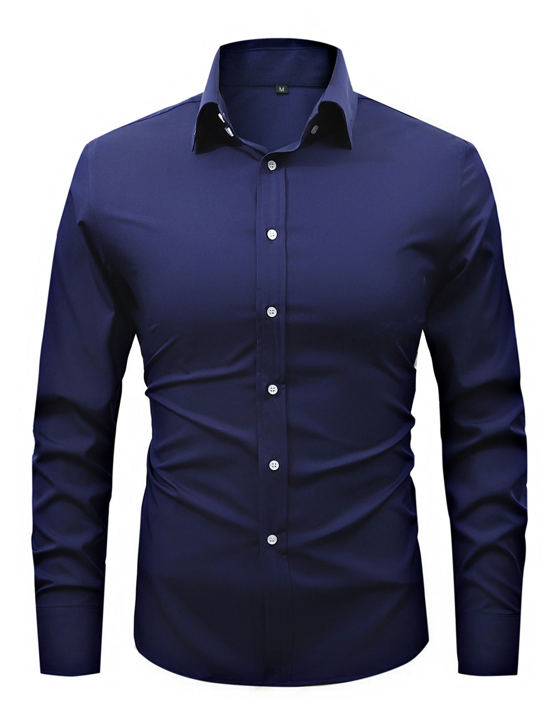 Men's  slim fit long sleeve stretch cotton dress shirt with spread collar EB