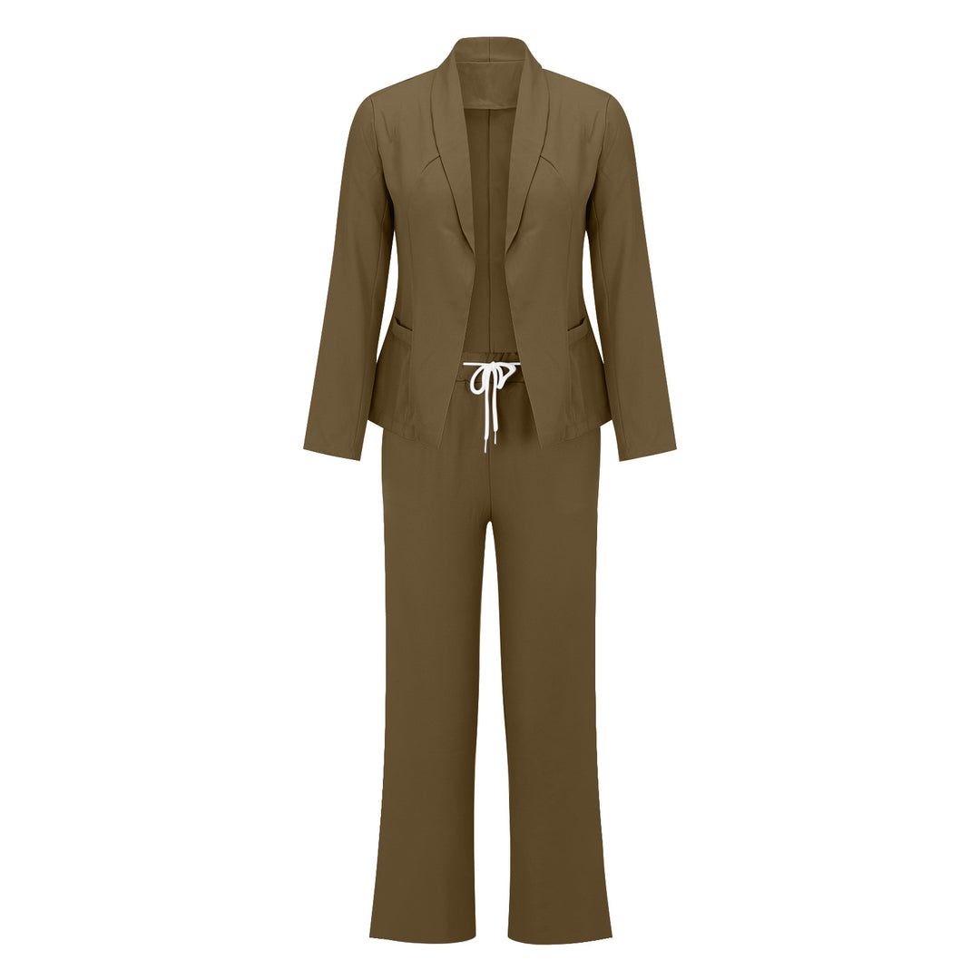 Damen eleganter Jumpsuit mit Blazer-Optik und verstellbarem Taillenzug EB