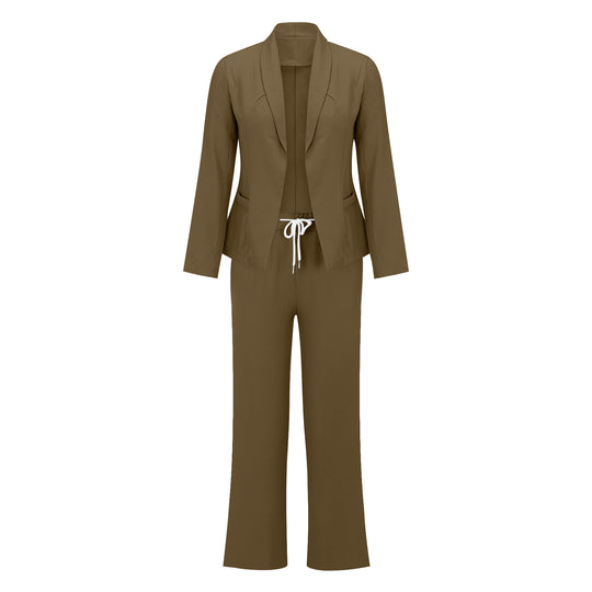 Damen eleganter Jumpsuit mit Blazer-Optik und verstellbarem Taillenzug EB