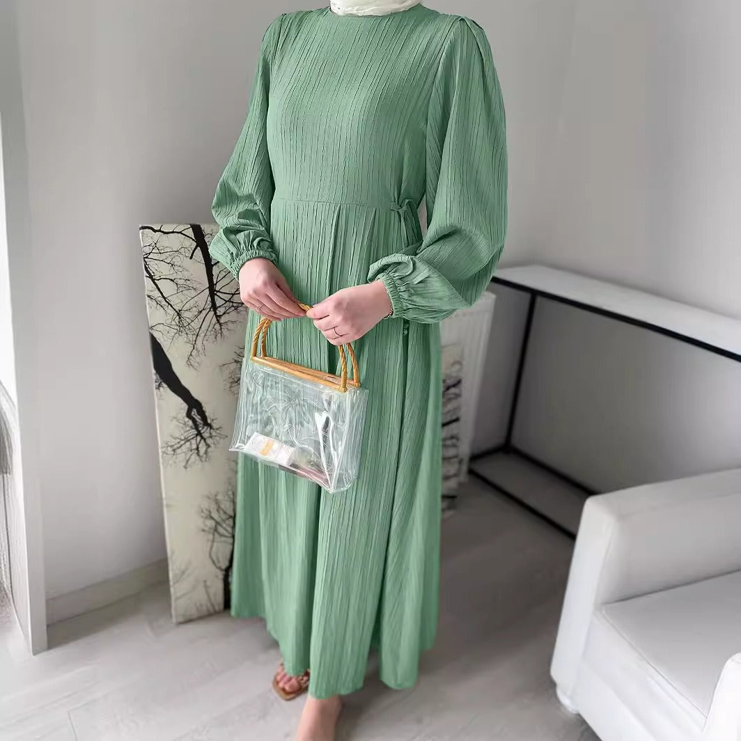 Damen Maxikleid mit strukturiertem Design und Puffärmeln EB
