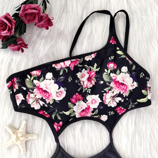 Damen Einteiler-Badeanzug mit floralem Druck EB