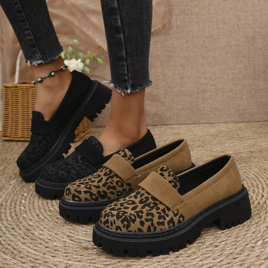Damen Slip-Ons mit trendigem Leopardenmuster und dämpfender Sohle EB