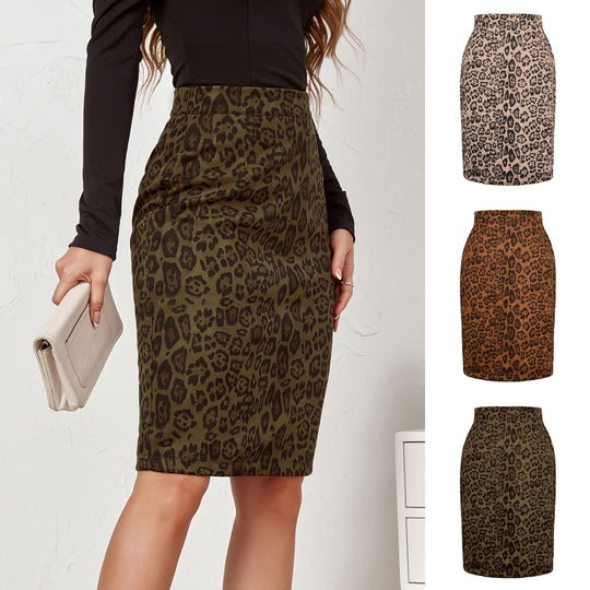 Damen Bleistiftrock mit Leoparddruck EB