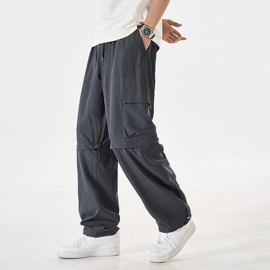 Herren wandelbare Cargo-Zip-Hose mit abnehmbaren Oberschenkeln, großformatigen Pattentaschen und elastischem Kordelbund EB
