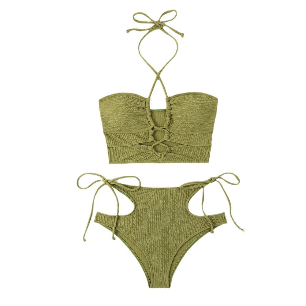 Damen Hochgeschnittener Bikini mit Cut-Outs EB