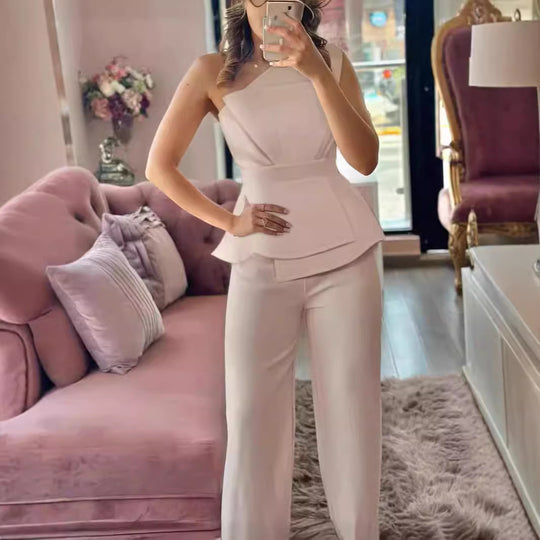 Damen Modischer Jumpsuit mit schickem Tailleneffekt und gerafftem Oberteil EB