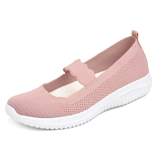 Damen bequeme und atmungsaktive Ballerinas mit elastischem Einsatz EB