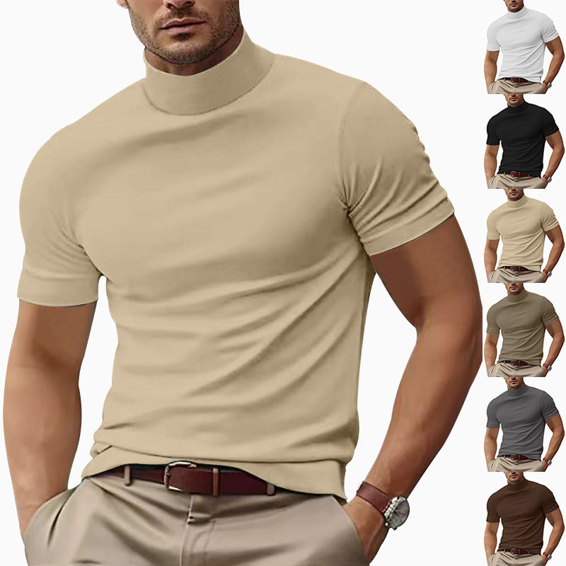 Herren Kurzarm Turtleneck T-Shirt EB