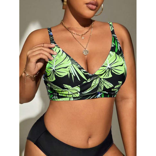 Damen Bikini-Top mit tiefem V-Ausschnitt und floralem Design EB