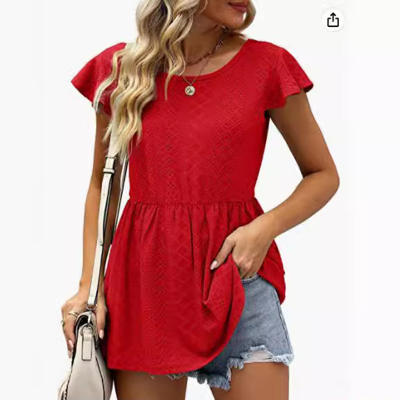 Damen Sommerliches Blusenshirt mit Rüschendetails EB