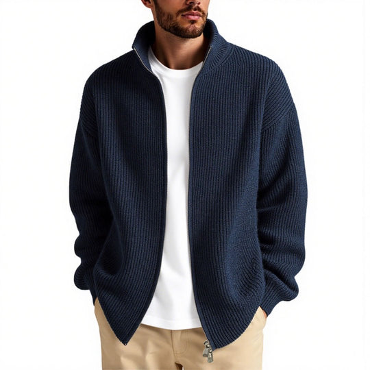 Herren Strickjacke mit hohem Kragen und praktischem Reißverschluss EB