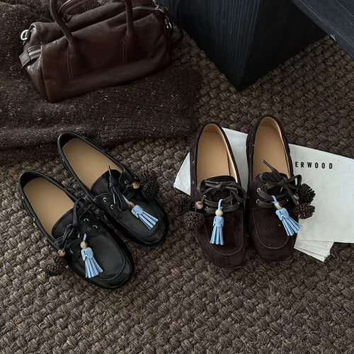 Damen Mokassins mit dekorativem Quasten-Design und weichem Wildleder EB
