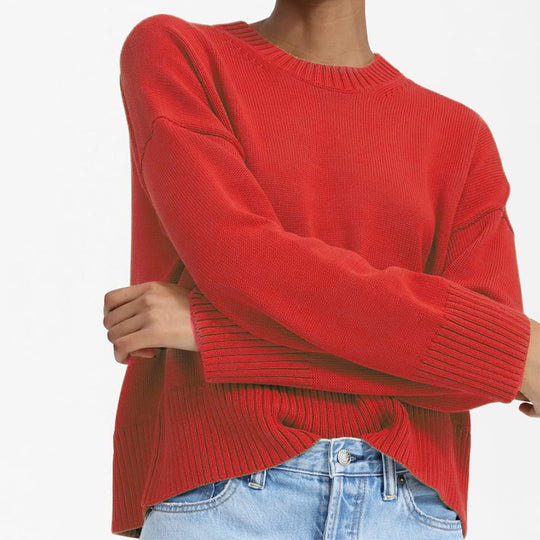 Damen Grobstrick Pullover mit weitem Schnitt und lässigem Design EB