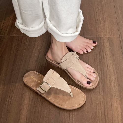Damen Flip-Flops mit modischem Riemen und Schnallenakzent EB