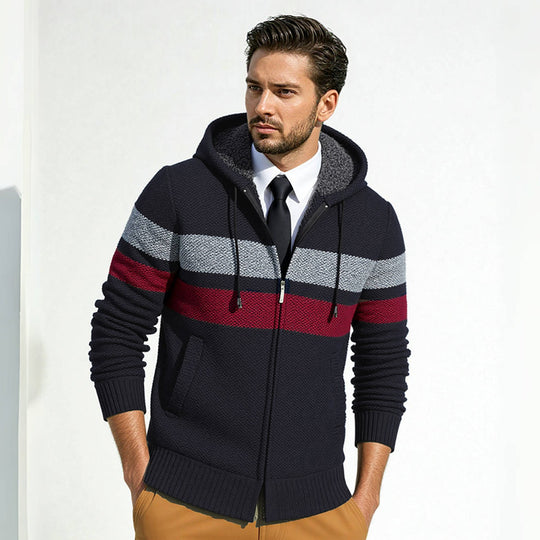 Herren Strickjacke mit modernem Kordelzug und stilvollem Muster EB