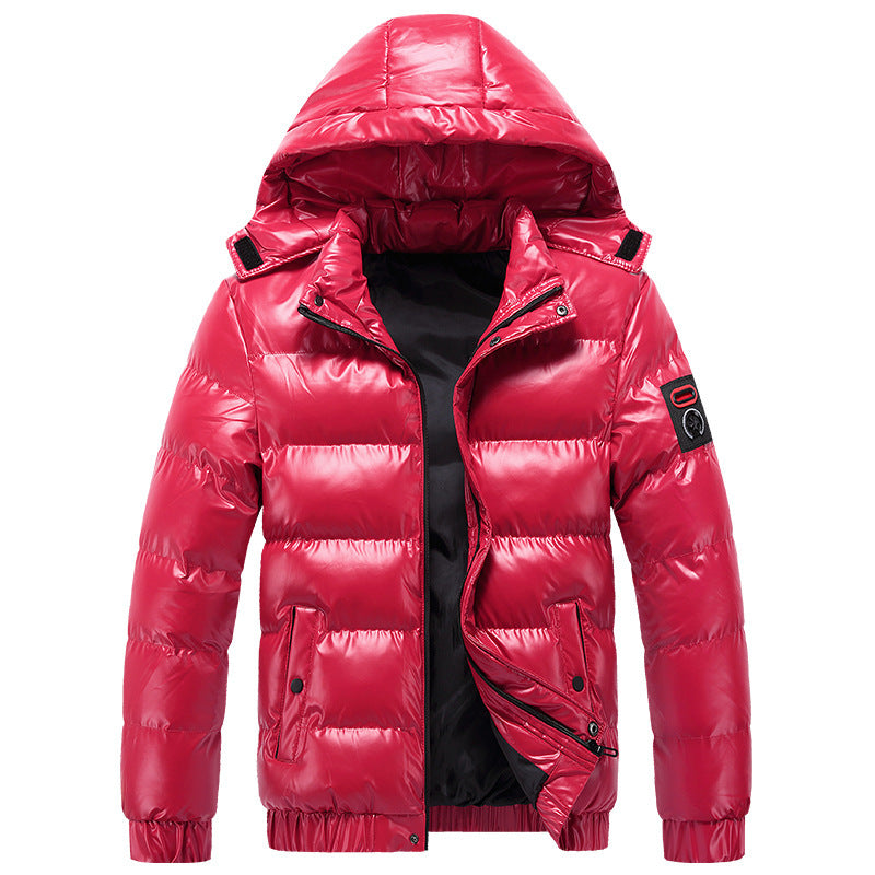 Herren glänzende Winterjacke mit isolierender Kapuze und modernen Steppdetails EB