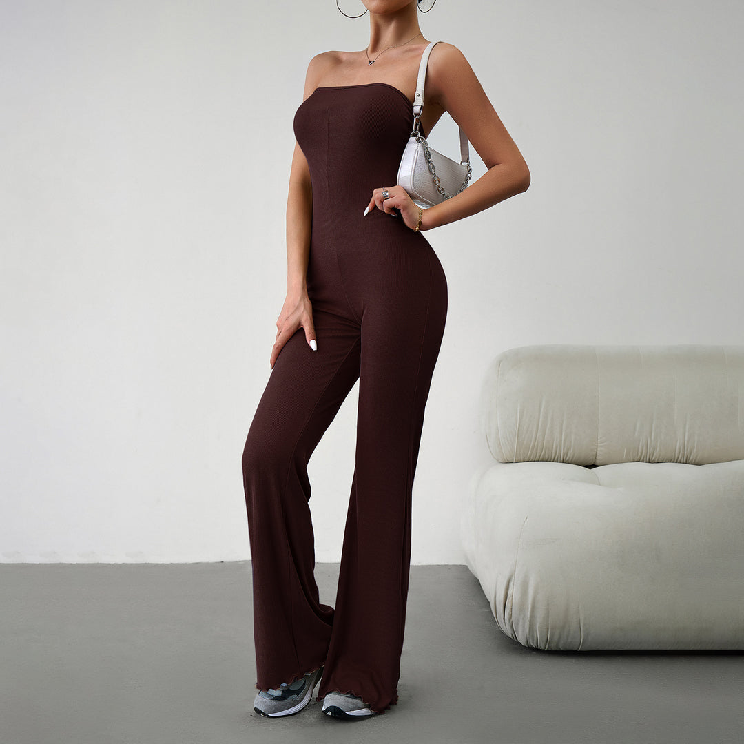 Damen Schmal geschnittenes Jumpsuit mit weitem Bein EB