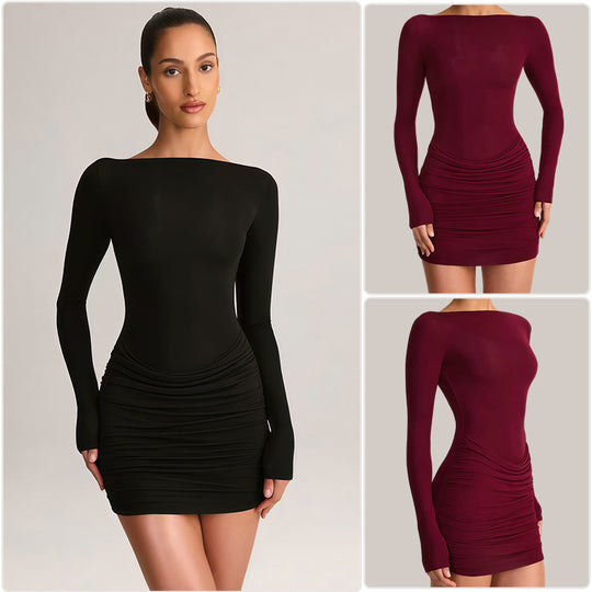 Damen Figurumspielendes Minikleid mit schulterfreiem Design und eleganter Drapierung EB