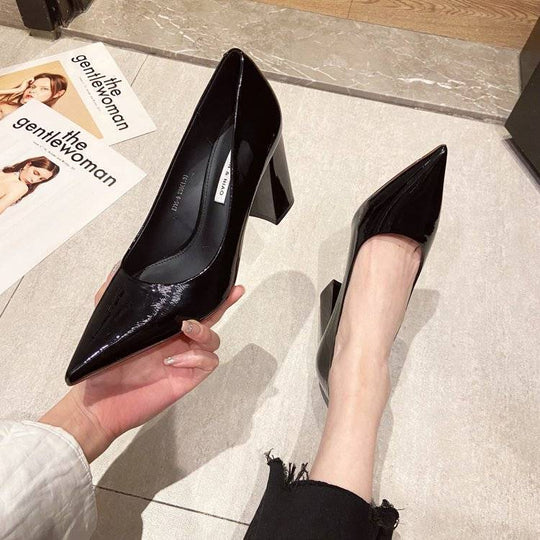 Damen spitze High Heels mit Blockabsatz EB