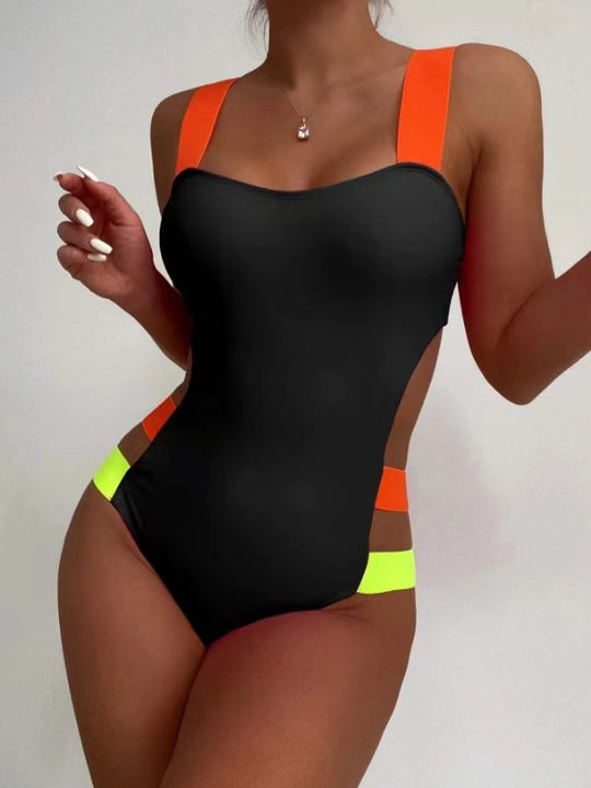 Damen Sportlicher Cut-Out Einteiler Badeanzug EB