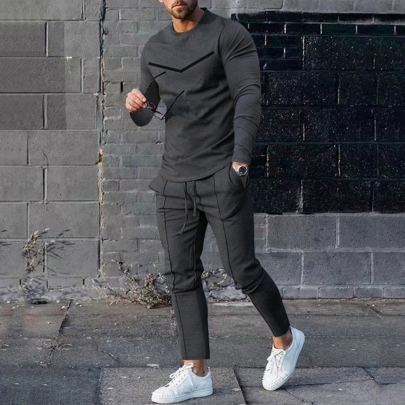 Herren Sportliches Freizeit-Set mit atmungsaktivem Langarmshirt und bequemen Jogginghosen EB