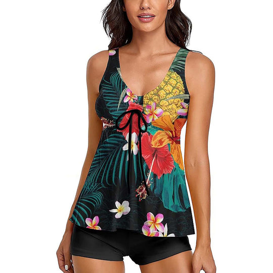 Damen Tankini-Set mit modischem Blumendruck und Rüschen EB