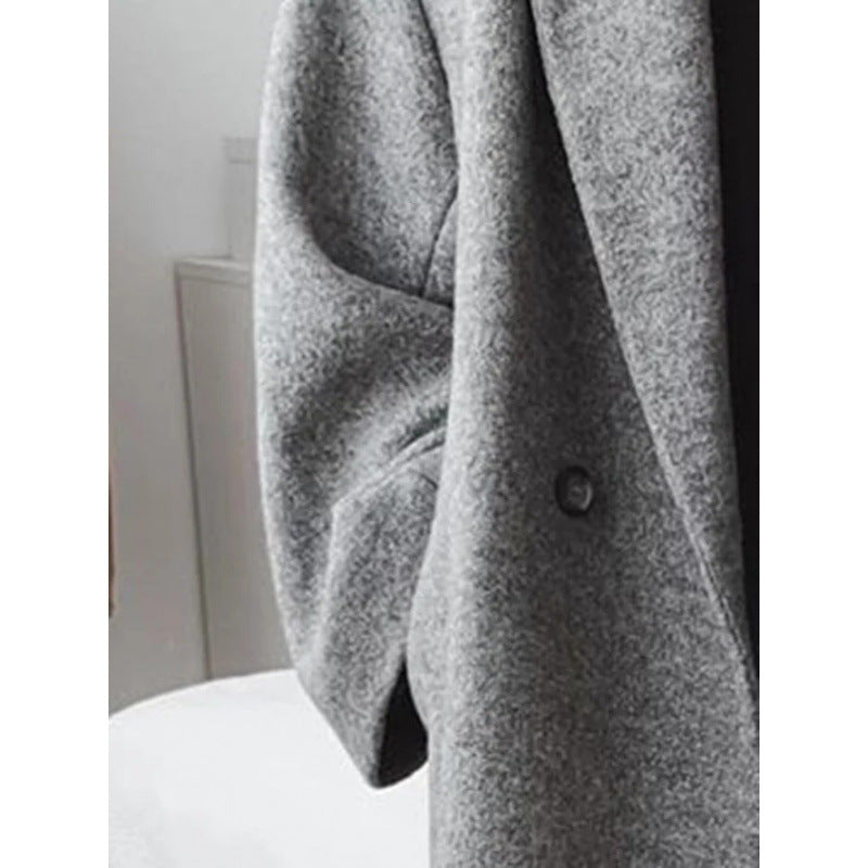 Damen Oversized Wolle-Mantel mit elegantem Revers und doppelt Knopfverschluss EB