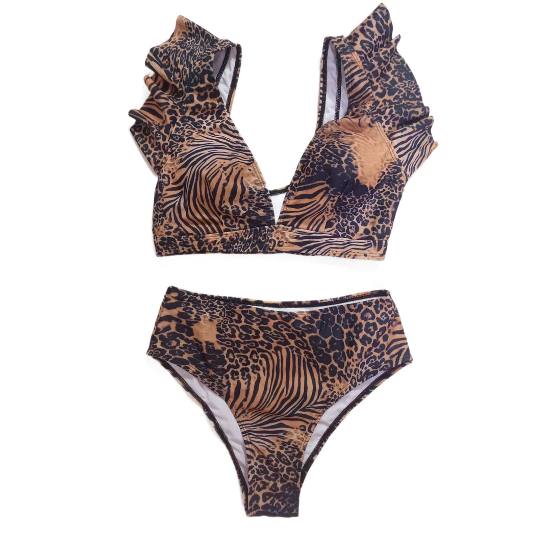 Damen Bikini-Set mit verspielten Rüschen und floralen Mustern EB