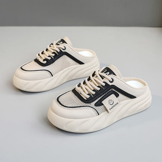 Damen Sneaker Mules mit atmungsaktiven Mesh-Obermaterial und bequemer Dämpfung EB
