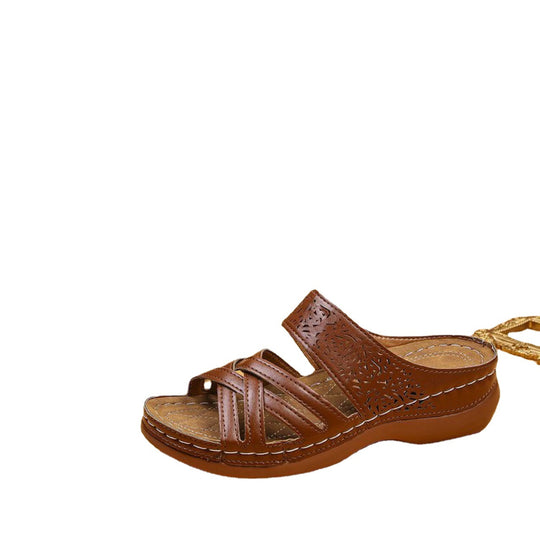 Damen komfortable und stilvolle Pantolette mit durchbrochenem Design EB