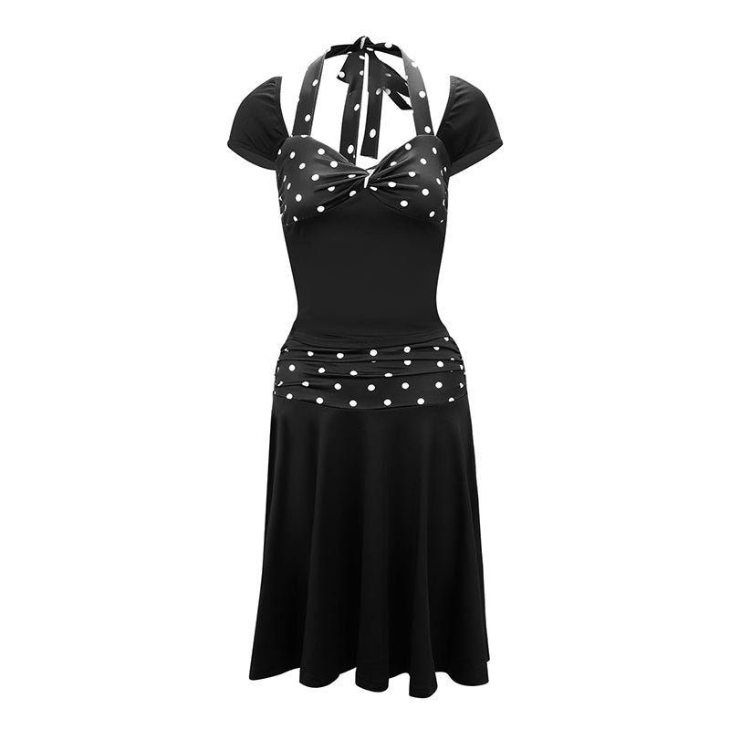 Damen Wickelkleid mit Spaghetti-Trägern und modischem Punktemuster EB