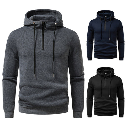 Herren Kapuzenpullover mit halblangem Reißverschluss und modernem Schnitt EB