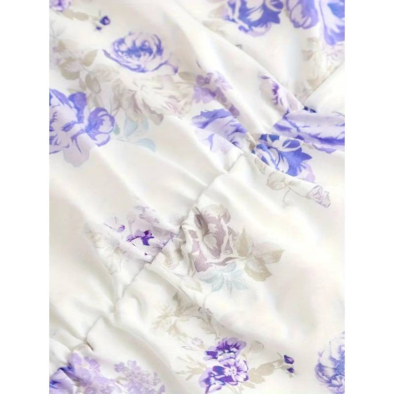 Damen Minikleid mit floralen Rüschendetails und taillierter Silhouette EB