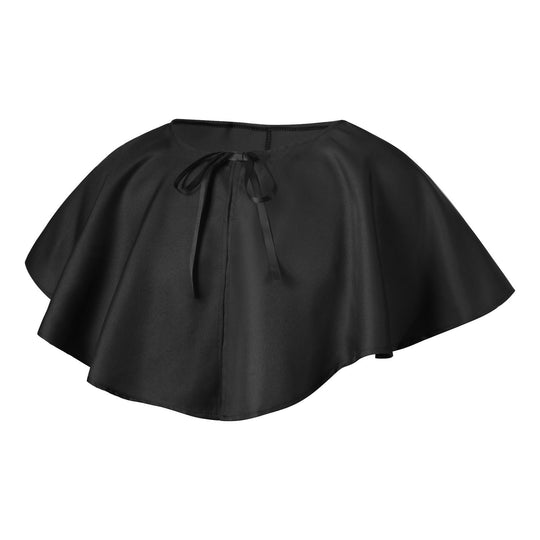 Unisex nan mehrschichtiger Kapuzenumhang mit weitem Fall und Satinbandverschluss Eb