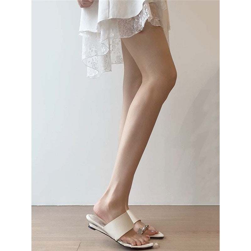 Damen elegante Open-Toe Mules mit spitzem Design EB