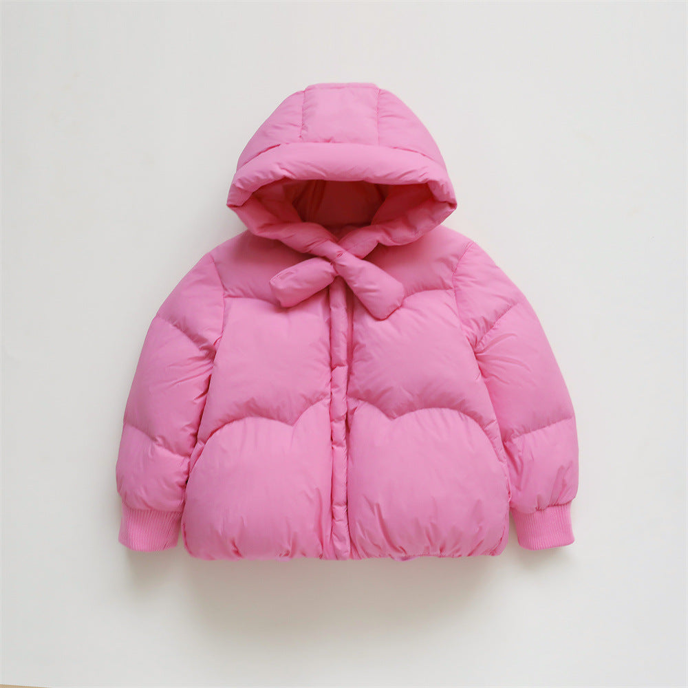 Damen Voluminöse Steppjacke mit Kapuze und hohem Kragen EB