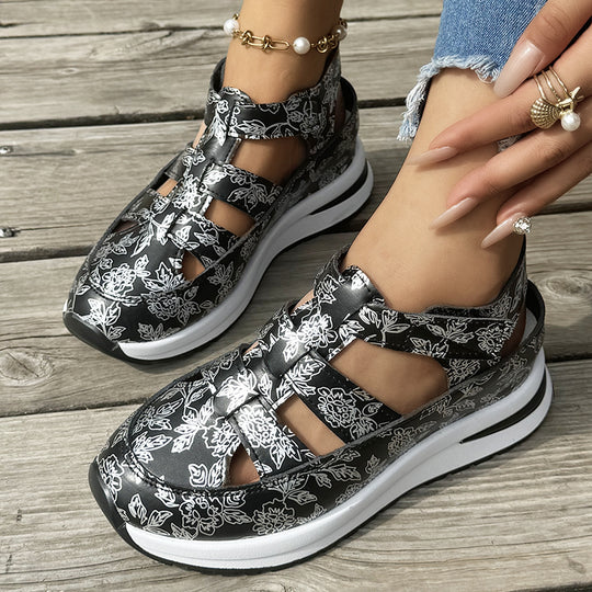 Damen Sportliche Sneaker mit floralem Cut-Out-Design und rutschfester Sohle EB
