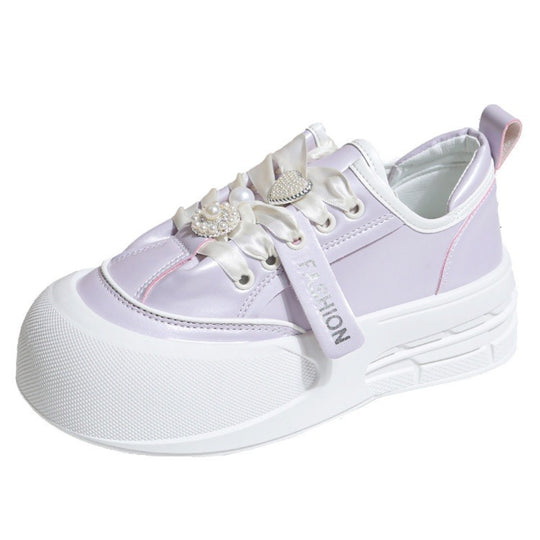 Damen modische Sneakers mit detailverliebtem Satinband und glamourösen Applikationen EB