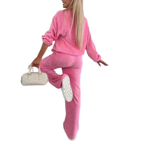 Damen Lässiges und elegantes Stoff-Set aus Pullover und Hose EB