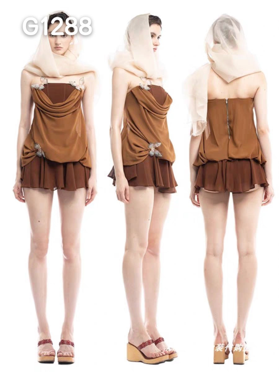 Damen Elegante Corsage-Bluse mit transparenten Ärmeln EB