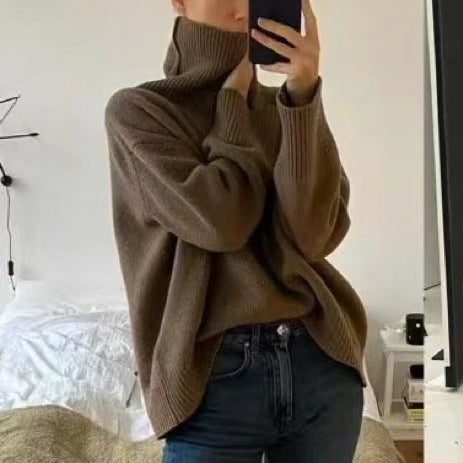 Damen Oversized Rollkragenpullover mit Rippstruktur EB