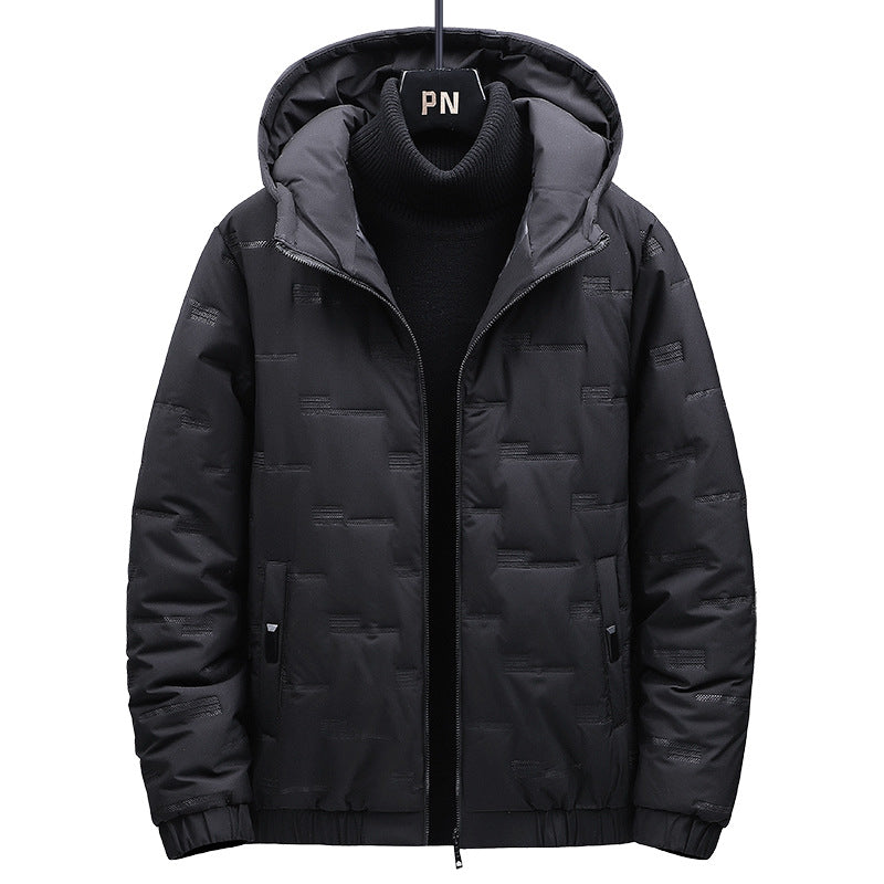 Herren Wattierte Kapuzenjacke mit geometrischer Steppung und winddichtem Saum EB