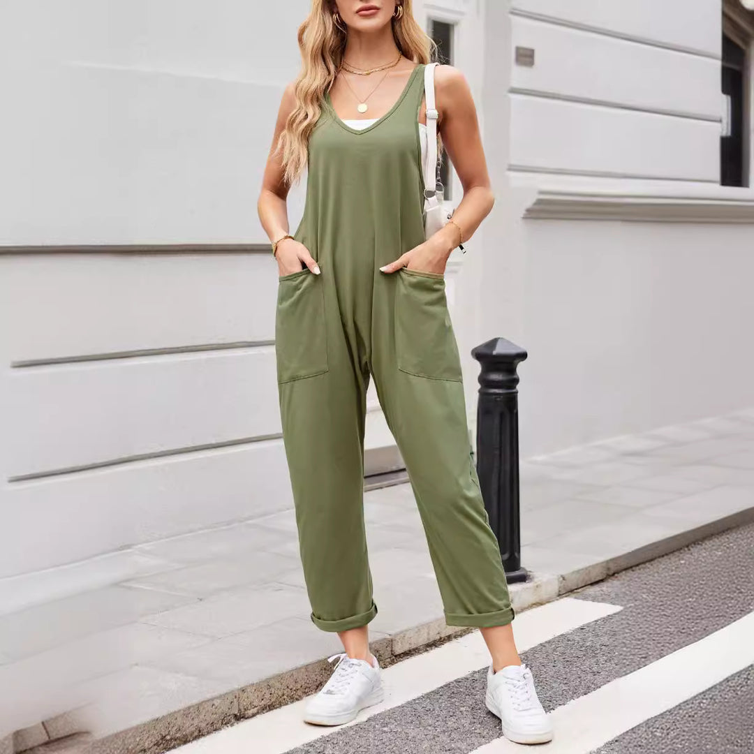 Damen Jumpsuit mit großzügigen Taschen und weichem Stretchmaterial EB